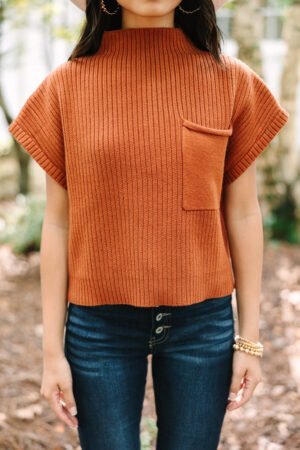 Gold Flame Patch Pocket Ribbed Knit Short Sleeve Sweater - Image 3