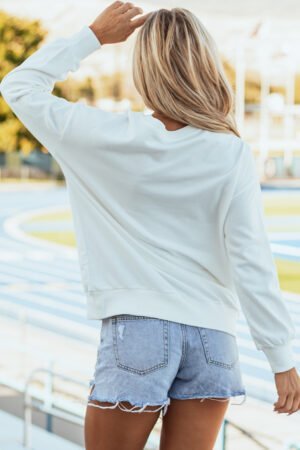 White Tinsel Game Day Drop Shoulder Graphic Sweatshirt - Image 2