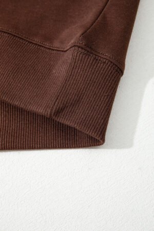 Coffee Varsity Striped Detail Drop Shoulder Oversized Sweatshirt - Image 6