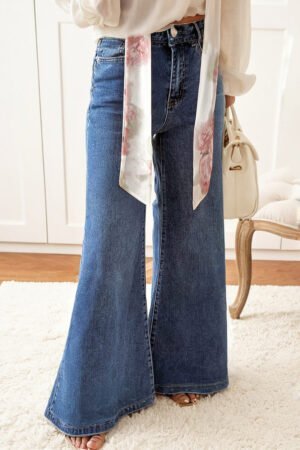 Alternative view of Dirty blue High Waist Button Zip Fly Bell Bottom Jeans
