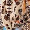 Beige Western Aztec Half Zip Plush Sweatshirt