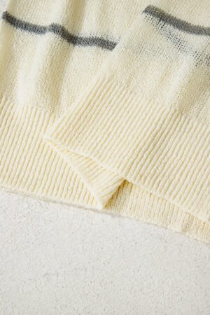 Multicolour Striped Ribbed Edge Drop Shoulder Sweater - Image 13
