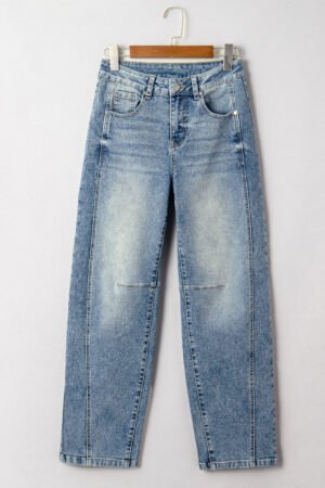 Dusk Blue Vintage Washed Seam Detail Shift Jeans