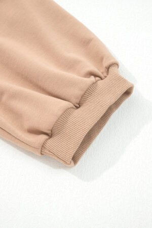 Light French Beige Braided Trim Puff Sleeve Dress - Image 8