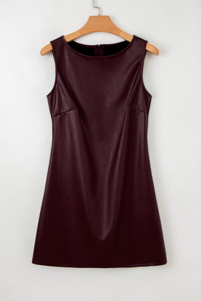 Wild Ginger Vegan Leather Sleeveless Mini Dress