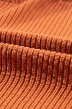 Gold Flame Patch Pocket Ribbed Knit Short Sleeve Sweater - Image 7