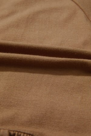 Cinnamon Smocked Bust Buttoned Split V Neck Flow Fit Blouse - Image 12