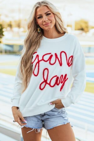 White Tinsel Game Day Drop Shoulder Graphic Sweatshirt - Image 4
