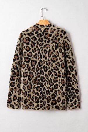 Brown Leopard Open Casual Cardigan - Image 5