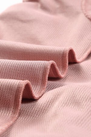 Pink Solid Ribbed Knit Round Neck Pullover Sweatshirt - Image 7