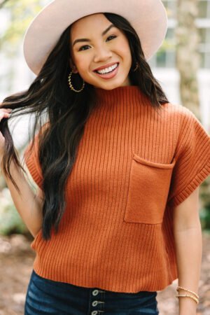 Gold Flame Patch Pocket Ribbed Knit Short Sleeve Sweater - Image 4
