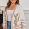 Apricot Western Desert Cactus Print Plus Size Button Cardigan Sweater