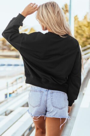 Alternative view of Black GAME DAY Graphic Varsity Pullover Sweatshirt