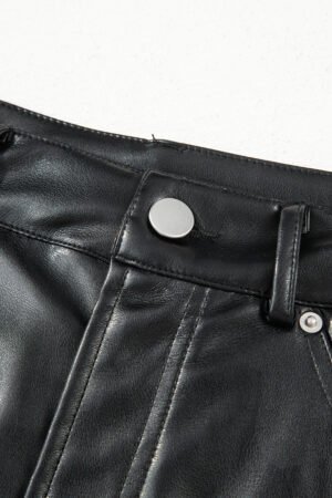 Black Faux Leather Side Slit Maxi Skirt - Image 11