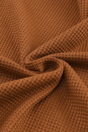 Brown Textured Round Neck Long Sleeve Top - Image 8