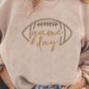 Apricot Rugby Game Day Embroidered Corduroy Sweatshirt