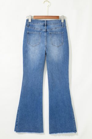 Ashleigh Blue Cut out Side Frayed Hemline Flare Jeans - Image 7