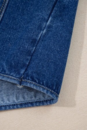 Sail Blue Vintage Fastening Big Patched Pockets Straight Cut Deep Wash Denim Jacket - Image 11