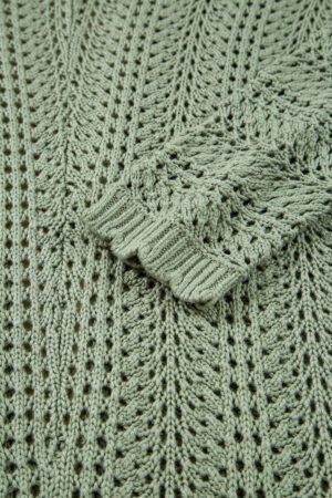 Green Bay Scalloped Edge Eyelet Knit Batwing Sleeve Cardigan - Image 8