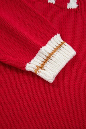 Fiery Red MERRY Color Block Edge Drop Shoulder Cozy Sweater - Image 7