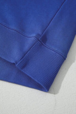 Sky Blue Varsity Striped Detail Drop Shoulder Oversized Sweatshirt - Image 7