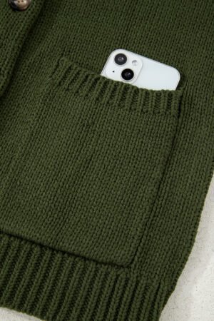 Moss Green Western Fashion Abstract Printed Cardigan Sweater - Image 13