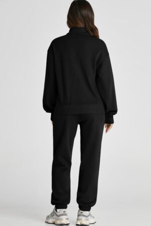 Black Half Zip up Pullover Active Top and Joggers Set - Image 5