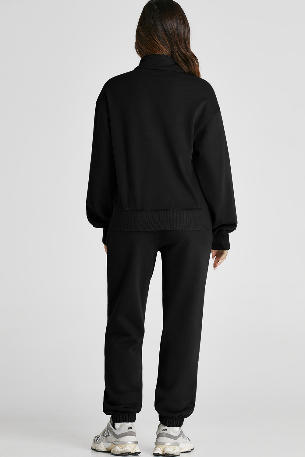 Black Half Zip up Pullover Active Top and Joggers Set Black Half Zip up Pullover Active Top and Joggers Set