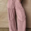 Careys Mineral Wash Tiered Wide Leg Patchwork Drawstring Pants