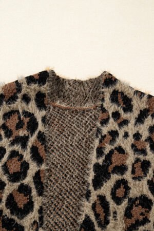 Brown Leopard Open Casual Cardigan - Image 6
