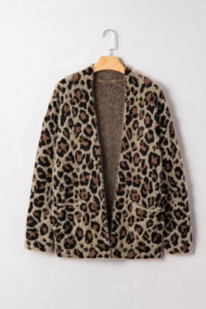 Brown Leopard Open Casual Cardigan - Image 4