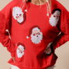 Fiery Red Sequined Santa Claus Long Sleeve Christmas Sweatshirt