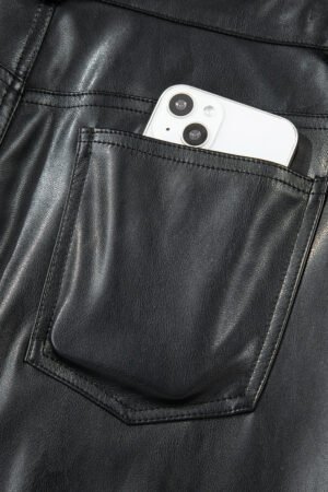 Black Faux Leather Side Slit Maxi Skirt - Image 6