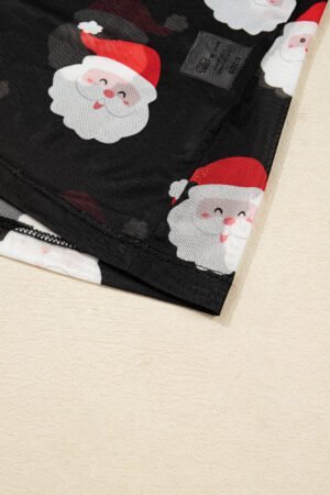 Black Christmas Fashion Print Slim Fit Long Sleeve Top - Image 6