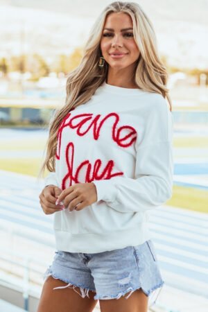 White Tinsel Game Day Drop Shoulder Graphic Sweatshirt - Image 3