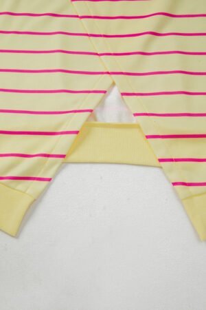 Yellow Stripe Stylish Overlap Detail Drop Shoulder Pullover Sweatshirt - Image 8