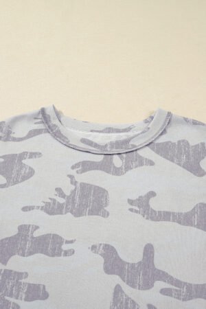 Multicolour Camouflage Print Round Neck Plus Size Sweatshirt - Image 7