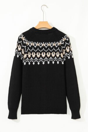 Black Western Fashion Abstract Printed Cardigan Sweater - Image 7