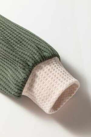 Mist Green Waffle Color Block Raglan Sleeve Top - Image 6