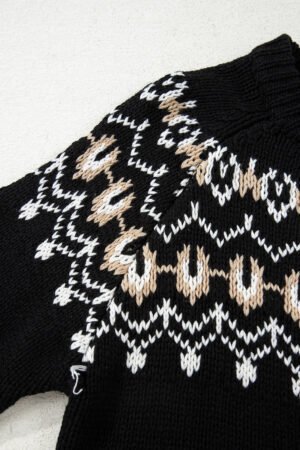Black Western Fashion Abstract Printed Cardigan Sweater - Image 9