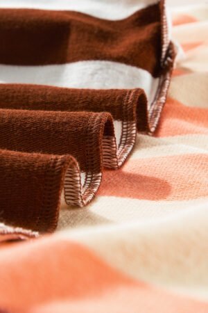 Brown Stripe Color Block Drop Shoulder Pullover Sweatshirt - Image 8