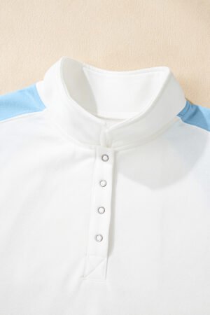 Beau Blue Colorblock Snap Buttons Pullover Sweatshirt - Image 15