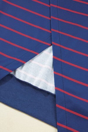 Blue Stripe Stylish Overlap Detail Drop Shoulder Pullover Sweatshirt - Image 8