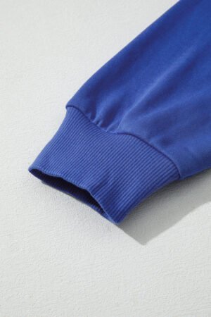 Sky Blue Varsity Striped Detail Drop Shoulder Oversized Sweatshirt - Image 6
