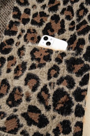 Brown Leopard Open Casual Cardigan - Image 8