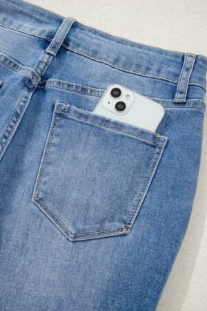 Ashleigh Blue Cut out Side Frayed Hemline Flare Jeans - Image 8
