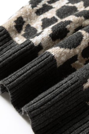 Carbon Grey Leopard Drop Shoulder Baggy Sweater - Image 9