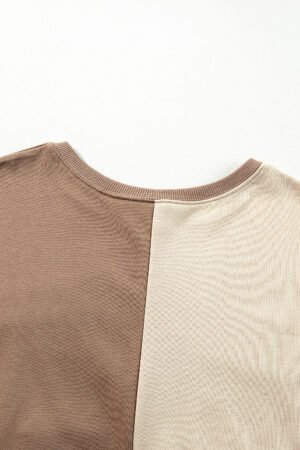 Parchment Colorblock Henley High Low Oversize Sweatshirt - Image 8