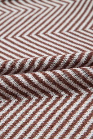 Brown Stripe Buttoned Front V Neck Herringbone Cardigan - Image 6