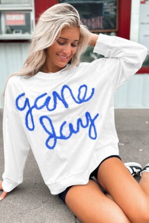 White Tinsel Game Day Drop Shoulder Graphic Sweatshirt - Image 6